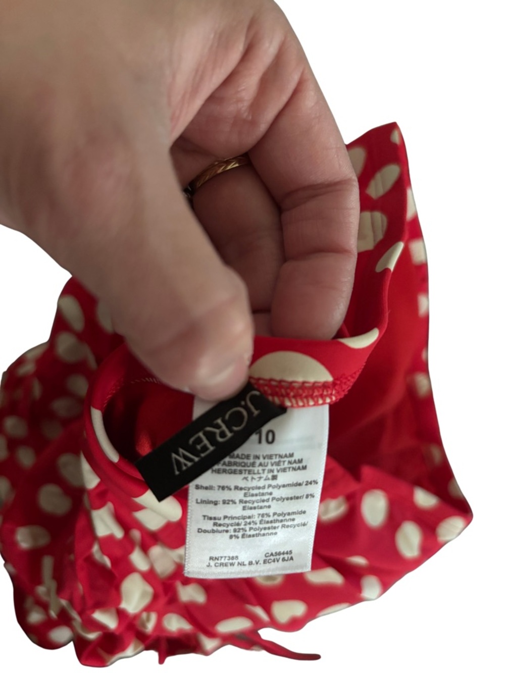 Red Polka Dot One-Piece Swimsuit 10 LONG TORSO - Picture 2 of 2